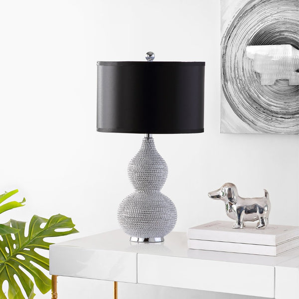 Safavieh NICOLE Bead Base Lamp - Elegant Contemporary Lighting for Living Rooms, Bedrooms, and Workspaces Silver / Black LIT4014A-SET2
