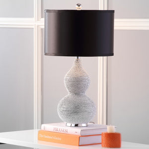 Safavieh NICOLE Bead Base Lamp - Elegant Contemporary Lighting for Living Rooms, Bedrooms, and Workspaces Silver / Black LIT4014A-SET2