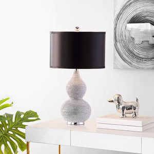 Safavieh NICOLE Bead Base Lamp - Elegant Contemporary Lighting for Living Rooms, Bedrooms, and Workspaces Silver / Black LIT4014A-SET2