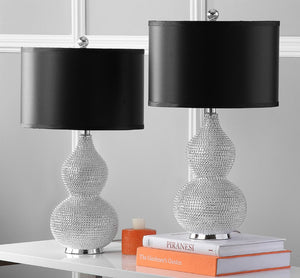 Safavieh NICOLE Bead Base Lamp - Elegant Contemporary Lighting for Living Rooms, Bedrooms, and Workspaces Silver / Black LIT4014A-SET2