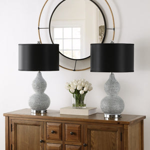 Safavieh NICOLE Bead Base Lamp - Elegant Contemporary Lighting for Living Rooms, Bedrooms, and Workspaces Silver / Black LIT4014A-SET2