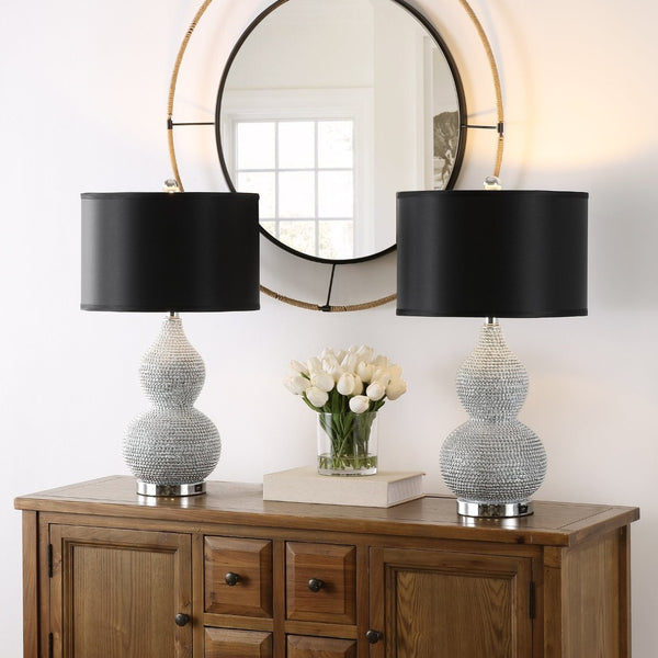 Safavieh NICOLE Bead Base Lamp - Elegant Contemporary Lighting for Living Rooms, Bedrooms, and Workspaces Silver / Black LIT4014A-SET2
