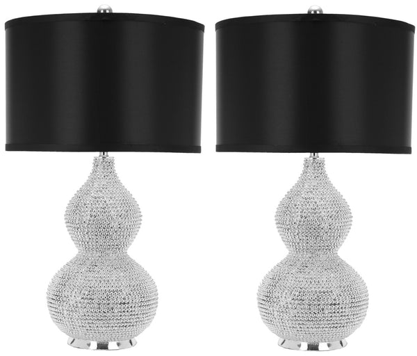 Safavieh NICOLE Bead Base Lamp - Elegant Contemporary Lighting for Living Rooms, Bedrooms, and Workspaces Silver / Black LIT4014A-SET2