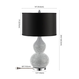 Safavieh NICOLE Bead Base Lamp - Elegant Contemporary Lighting for Living Rooms, Bedrooms, and Workspaces Silver / Black LIT4014A-SET2