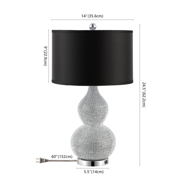 Safavieh NICOLE Bead Base Lamp - Elegant Contemporary Lighting for Living Rooms, Bedrooms, and Workspaces Silver / Black LIT4014A-SET2