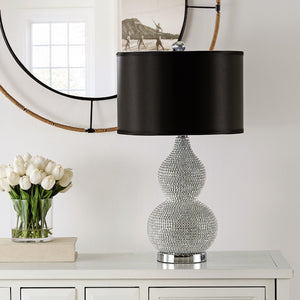 Safavieh NICOLE Bead Base Lamp - Elegant Contemporary Lighting for Living Rooms, Bedrooms, and Workspaces Silver / Black LIT4014A-SET2