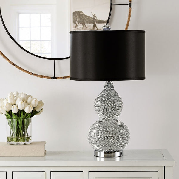 Safavieh NICOLE Bead Base Lamp - Elegant Contemporary Lighting for Living Rooms, Bedrooms, and Workspaces Silver / Black LIT4014A-SET2