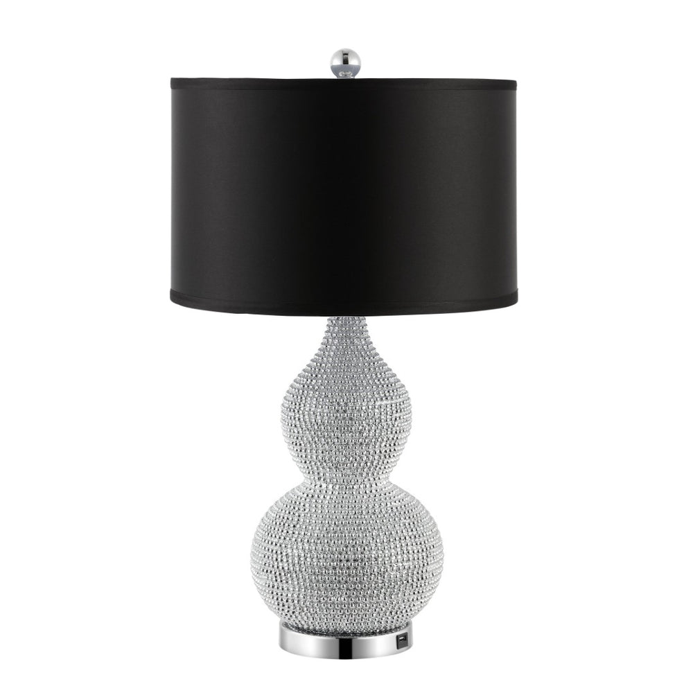 Safavieh NICOLE Bead Base Lamp - Elegant Contemporary Lighting for Living Rooms, Bedrooms, and Workspaces Silver / Black LIT4014A-SET2