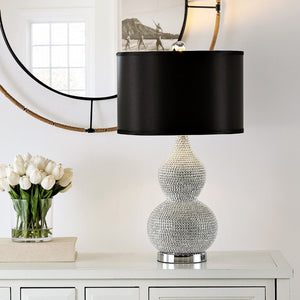 Safavieh NICOLE Bead Base Lamp - Elegant Contemporary Lighting for Living Rooms, Bedrooms, and Workspaces Silver / Black LIT4014A-SET2