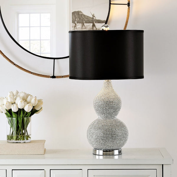 Safavieh NICOLE Bead Base Lamp - Elegant Contemporary Lighting for Living Rooms, Bedrooms, and Workspaces Silver / Black LIT4014A-SET2
