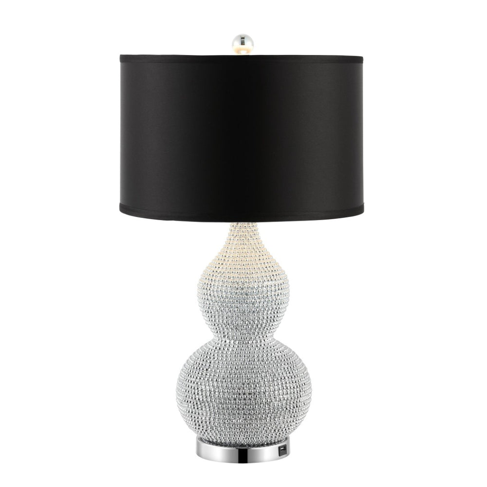 Safavieh NICOLE Bead Base Lamp - Elegant Contemporary Lighting for Living Rooms, Bedrooms, and Workspaces Silver / Black LIT4014A-SET2