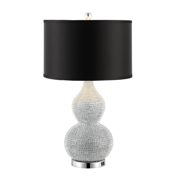 Safavieh NICOLE Bead Base Lamp - Elegant Contemporary Lighting for Living Rooms, Bedrooms, and Workspaces Silver / Black LIT4014A-SET2