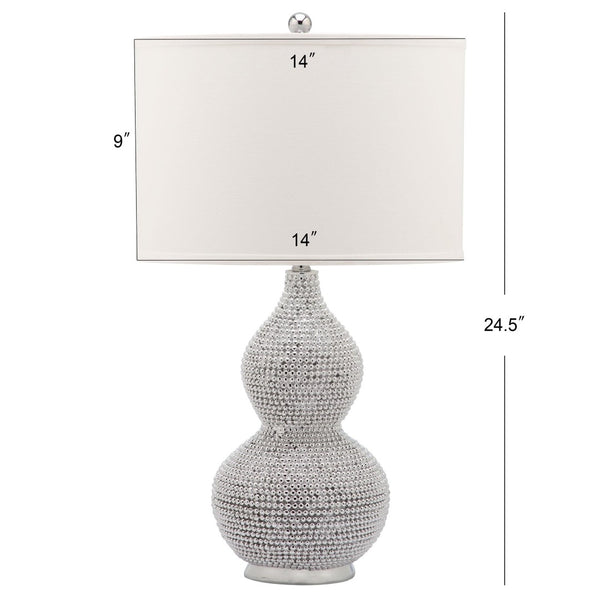 Safavieh NICOLE Bead Base Lamp - Elegant Contemporary Lighting for Living Rooms, Bedrooms, and Workspaces Silver / White LIT4014B-SET2