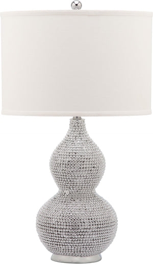 Safavieh NICOLE Bead Base Lamp - Elegant Contemporary Lighting for Living Rooms, Bedrooms, and Workspaces Silver / White LIT4014B-SET2