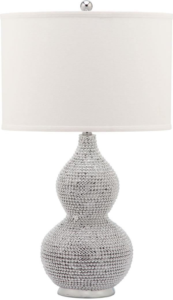 Safavieh NICOLE Bead Base Lamp - Elegant Contemporary Lighting for Living Rooms, Bedrooms, and Workspaces Silver / White LIT4014B-SET2