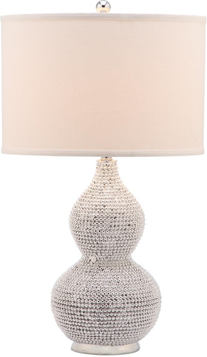 Safavieh NICOLE Bead Base Lamp - Elegant Contemporary Lighting for Living Rooms, Bedrooms, and Workspaces Silver / White LIT4014B-SET2