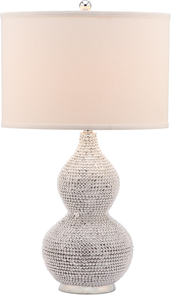 Safavieh NICOLE Bead Base Lamp - Elegant Contemporary Lighting for Living Rooms, Bedrooms, and Workspaces Silver / White LIT4014B-SET2