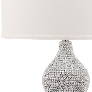 Safavieh NICOLE Bead Base Lamp - Elegant Contemporary Lighting for Living Rooms, Bedrooms, and Workspaces Silver / White LIT4014B-SET2