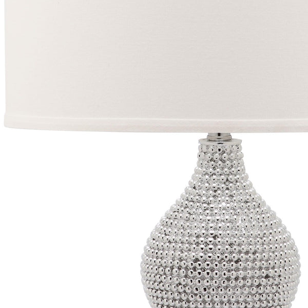 Safavieh NICOLE Bead Base Lamp - Elegant Contemporary Lighting for Living Rooms, Bedrooms, and Workspaces Silver / White LIT4014B-SET2