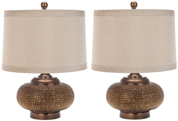 Safavieh ALEXIS Gold Bead Lamp - Elegant Artisanal Lighting for Modern & Traditional Spaces, 14" x 19" Size LIT4016A-SET2