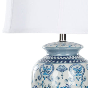Safavieh PAIGE Blue & White Jar Lamp - Elegant Ceramic Design for Ambient Lighting in Any Room Decor LIT4023A