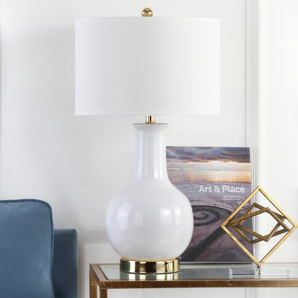 Safavieh PARIS, 27.5 INCH CERAMIC TABLE LAMP - Timeless Elegance for Your Home with Warm Ambient Illumination White LIT4024A