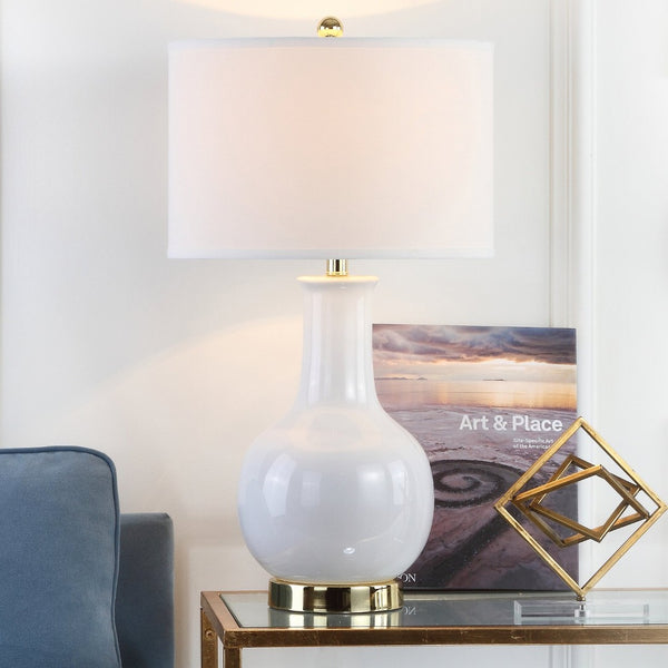 Safavieh PARIS, 27.5 INCH CERAMIC TABLE LAMP - Timeless Elegance for Your Home with Warm Ambient Illumination White LIT4024A