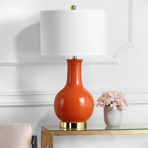 Safavieh PARIS, 27.5 INCH CERAMIC TABLE LAMP - Timeless Elegance for Your Home with Warm Ambient Illumination Orange LIT4024B