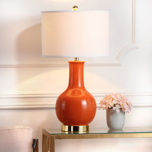 Safavieh PARIS, 27.5 INCH CERAMIC TABLE LAMP - Timeless Elegance for Your Home with Warm Ambient Illumination Orange LIT4024B