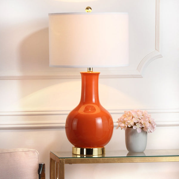 Safavieh PARIS, 27.5 INCH CERAMIC TABLE LAMP - Timeless Elegance for Your Home with Warm Ambient Illumination Orange LIT4024B