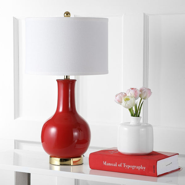 Safavieh PARIS, 27.5 INCH CERAMIC TABLE LAMP - Timeless Elegance for Your Home with Warm Ambient Illumination Red LIT4024C