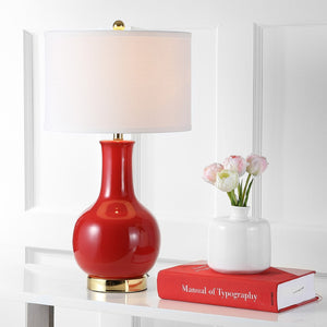 Safavieh PARIS, 27.5 INCH CERAMIC TABLE LAMP - Timeless Elegance for Your Home with Warm Ambient Illumination Red LIT4024C