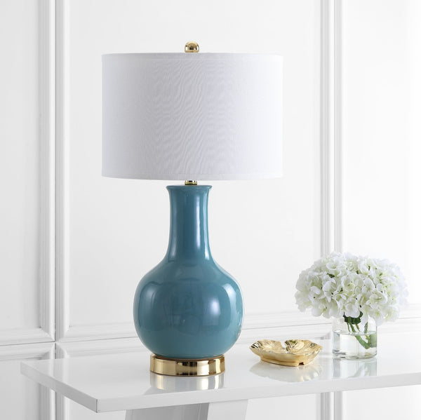 Safavieh PARIS, 27.5 INCH CERAMIC TABLE LAMP - Timeless Elegance for Your Home with Warm Ambient Illumination Light Blue LIT4024F