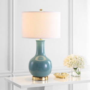 Safavieh PARIS, 27.5 INCH CERAMIC TABLE LAMP - Timeless Elegance for Your Home with Warm Ambient Illumination Light Blue LIT4024F