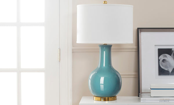 Safavieh PARIS, 27.5 INCH CERAMIC TABLE LAMP - Timeless Elegance for Your Home with Warm Ambient Illumination Light Blue LIT4024F