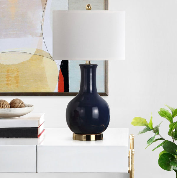 Safavieh PARIS, 27.5 INCH CERAMIC TABLE LAMP - Timeless Elegance for Your Home with Warm Ambient Illumination Navy LIT4024H