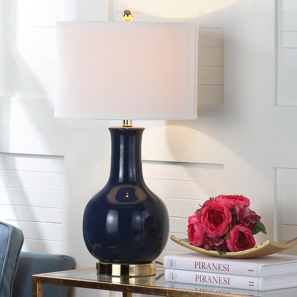 Safavieh PARIS, 27.5 INCH CERAMIC TABLE LAMP - Timeless Elegance for Your Home with Warm Ambient Illumination Navy LIT4024H