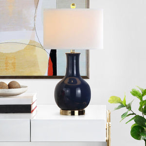 Safavieh PARIS, 27.5 INCH CERAMIC TABLE LAMP - Timeless Elegance for Your Home with Warm Ambient Illumination Navy LIT4024H
