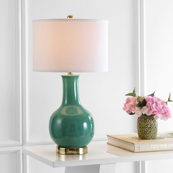 Safavieh PARIS, 27.5 INCH CERAMIC TABLE LAMP - Timeless Elegance for Your Home with Warm Ambient Illumination Emerald LIT4024J
