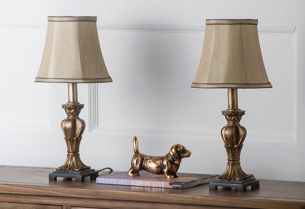 Safavieh GOLDEN Mini Table Lamp with Bavarian Beige Shade - Elegant Lighting for Home Décor & Ambiance LIT4032A-SET2
