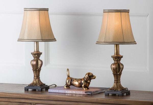 Safavieh GOLDEN Mini Table Lamp with Bavarian Beige Shade - Elegant Lighting for Home Décor & Ambiance LIT4032A-SET2