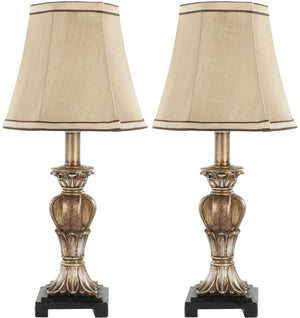 Safavieh GOLDEN Mini Table Lamp with Bavarian Beige Shade - Elegant Lighting for Home Décor & Ambiance LIT4032A-SET2