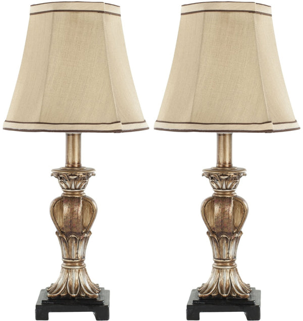 Safavieh GOLDEN Mini Table Lamp with Bavarian Beige Shade - Elegant Lighting for Home Décor & Ambiance LIT4032A-SET2