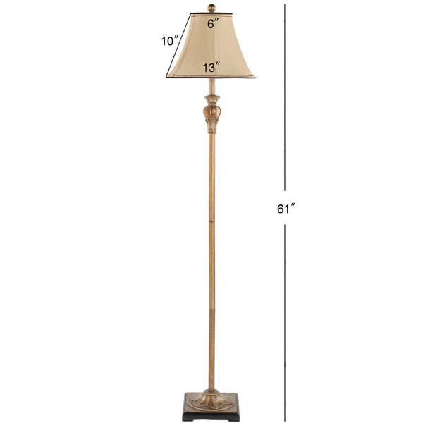 Safavieh PAOLA Modern Gold Floor Lamp with Round Bell Shade - Elegant Lighting for Living Rooms & Bedrooms LIT4034A