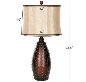Safavieh LEATHER Table Lamps - Elegant Two-Tone Silk Shades, Rich Brown Polyresin Base, Perfect for Any Room LIT4038A-SET2
