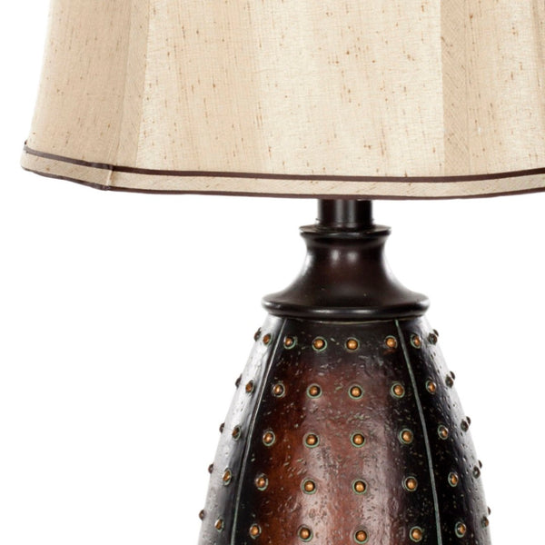 Safavieh LEATHER Table Lamps - Elegant Two-Tone Silk Shades, Rich Brown Polyresin Base, Perfect for Any Room LIT4038A-SET2