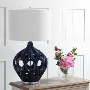 Safavieh REGINA Table Lamp - Elegant Ceramic Design for Modern Interiors and Ambient Lighting Solutions Navy LIT4040B
