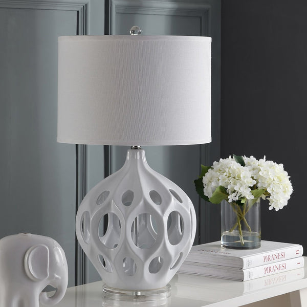 Safavieh REGINA Table Lamp - Elegant Ceramic Design for Modern Interiors and Ambient Lighting Solutions White LIT4040C