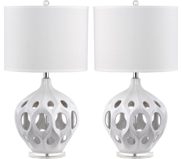 Safavieh REGINA Table Lamp - Elegant Ceramic Design for Modern Interiors and Ambient Lighting Solutions White LIT4040C