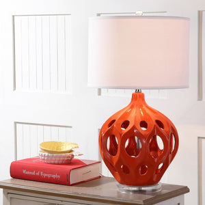 Safavieh REGINA Table Lamp - Elegant Ceramic Design for Modern Interiors and Ambient Lighting Solutions Orange LIT4040E